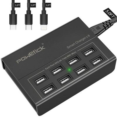 China Ultra Efficient Residential/General Purpose 60W USB Charger 8 Ports Over Charge Over Temperature Over Current Short Circuit Protection for sale