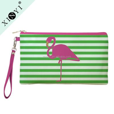 China New design fashion eco fashion funny striped flamingo print makeup bag beauty cosmetic bag with custom logo for sale