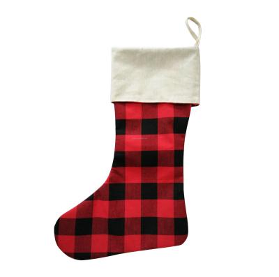 China Christamas Home Decoration/Festival/Promotion Gift/Ornament Monogrammed Sublimation Black White Black Buffalo Plaid Christmas Green Black Stocking Wholesale for sale