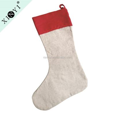 China Christamas home decoration/festival/promotion gift/ornament wholesale Christmas ornaments best selling Christmas bulk simple canvas stocking for sale