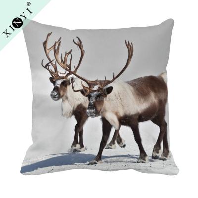 China Eco-friendly Soft Decorative 3D Deer Printed Tile Sofa Pillow Case Covers Wholesale Sublimation Cushion Covers for sale