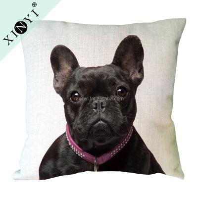 China Eco-Friendly Washable Pillow Cases Print Black Dog Cotton Family Home Cushion Cover Photo Print Oriental Canvas Cushion Covers For Sofa for sale