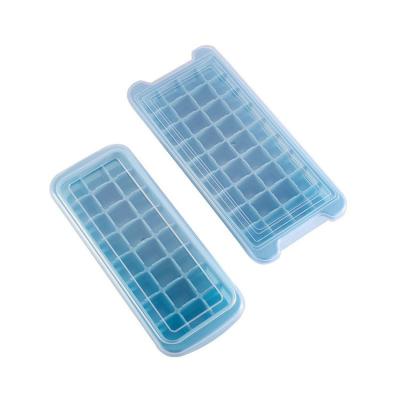 China Amazon 2022 Viable Hot Product Ice Cream Tools Food Grade Silicone Ice Cube Molds Ice Cube Mold With Lid for sale