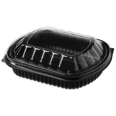 China Disposable Black Rectangular Plastic Microwave Container for sale