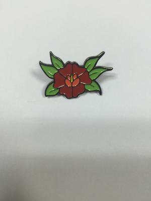 China Enamel Flowers Metal Lapel Pins Black Nickel Plating With Customized Logo Printed for sale