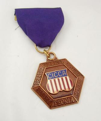 China Custom Award Medal With Blue Ribbon Hard Enamel For The CICCA 3D Embossed Logo for sale