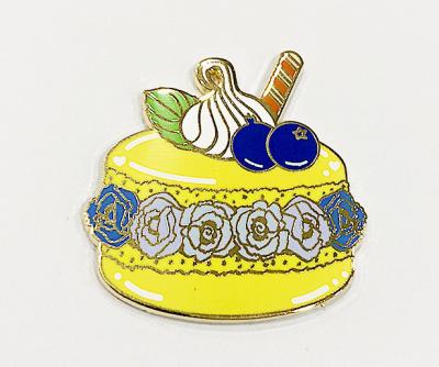 China Custom  Cute Cake Enamel Lapel Pin Hard Enamel Pin With Golden Plating for sale