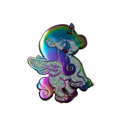 China Custom Rainbow Plating Soft Enamel Metal Lapel Pin Badge With Glitter for sale