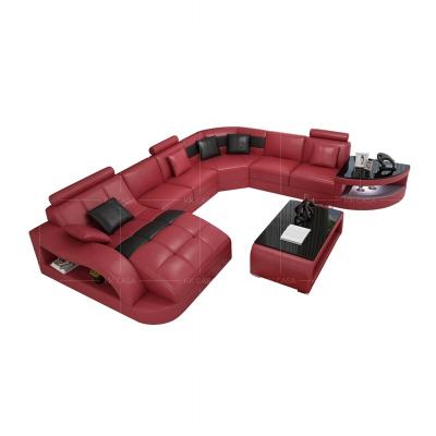 China With Lamp Good Quality New Inflatable Lounge Furniture Sets Corner Inflatable Leather Sofa Living Room U Shaped Sofa for sale