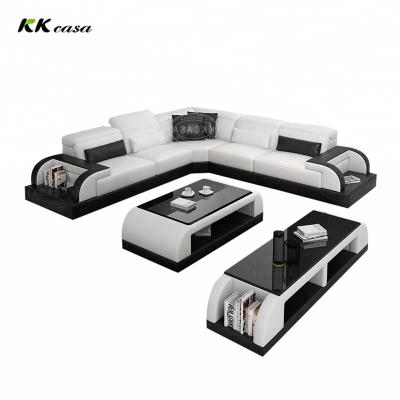 China With Hot Selling Modern European U Shape Sofa Adjustable Headrest Mail Style Genuine Leather Sectional Sofa Corner Sofa Set for sale