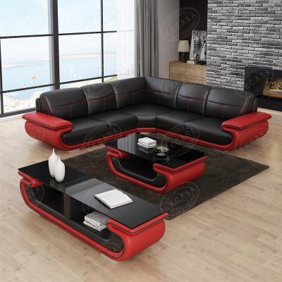 China With Lamp French Style Furniture Modern Luxury Living Room Sofa Set Nice Design L Shaped Leather Sofa Set for sale