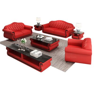 China Without Lamp Luxury Sofa Sets Red Living Room Furniture And Black Leather Sofa Set 123 Sectional Sofa Set for sale