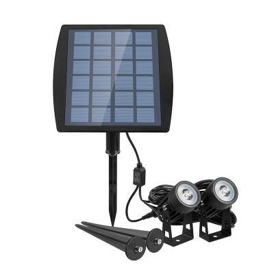 China Cheap Warehouse Waterproof Solar Lawn LED Patio Floodlights Outdoor Solar Garden Light with Two Lights for sale