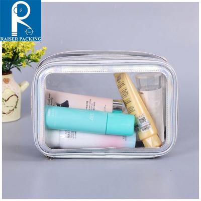 China Recyclable Customized Square Toiletry Bath Zipper Bag PVC Small Cosmetic Bag Transparent Travel Storage Bag for sale