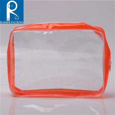 China Custom Promotional Clear Transparent Gift Cosmetic Packaging Bag With Recycle Plastic for sale