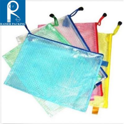 China Promotional Custom Logo A3 Plastic Document Bag Mesh Bag Zipper Bags File Storage Document Folder for sale