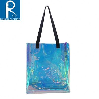 China Recyclable Colorful Plastic Portable Gift Bag Beach Shopping Bag Handbags PVC Custom Manufacturer LOGO for sale