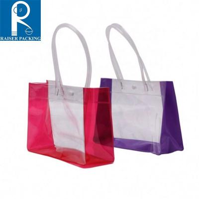 China BIODEGRADABLE length handle bag with custom printed buttonbiodegradable clear logo pvc pop up tote bag for sale