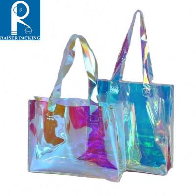 China Custom PVC Recyclable Packaging Transparent Shopping Bag Make Up Waterproof Organizer Pouch Bag Gift Bag for sale