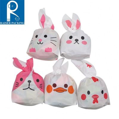 China BIODEGRADABLE Cute Rabbit Ear Bags Plastic Cookie Bags&Candy Gift Bags For Cookies Snack Pack Party And Event Baking Supplies for sale