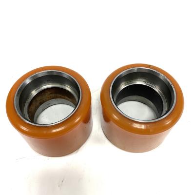 China Industry 80x64MM Heavy Duty Red Cast Iron PU Ball Bearing Forklift Casters Casters Wheel for sale