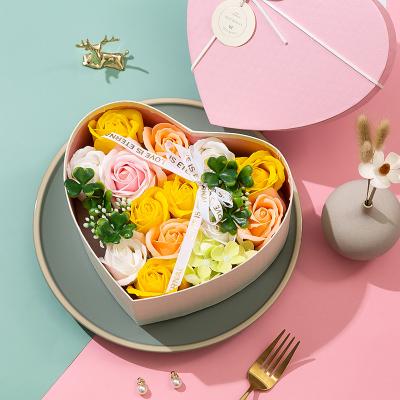 China Style Can Be Customized Flower JSF-017 Heart Shaped Gift Artificial Roses Soap Hydrangea For Valentines Christmas Gifts for sale