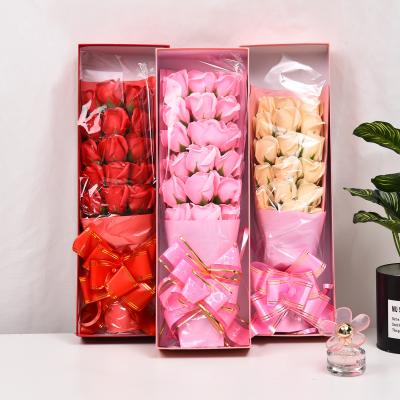 China Soap JSF-004 18 Heads Soap Flower Gift Artificial Rose For Valentine's Day Flower Bouquet With Box for sale