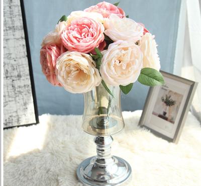 China Artificial Silk Rose Flowers Bunches Artificial Rose Flower Artificial White Rose Flower JAFB-33 for Decoration for sale