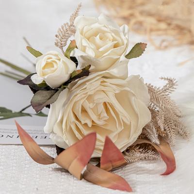 China Giant Artificial Silk Rose Flower Bouquet JAFB-31 Large Rose Flowers Bunches Artificial Flower for Wedding Bridal Bouquet of Flowers for sale