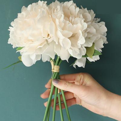 China Silk Rose Peony Floral Bouquet Artificial Flowers JAFB-15 Silk Artificial Peonies Flower Wedding Decoration for sale