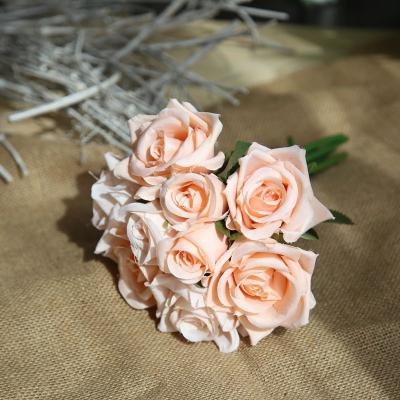 China Silk rose JAFB-4 artificial roses flower wedding bouquet Rose Flower Bunches Artificial Flowers Rose For Wedding Decor for sale