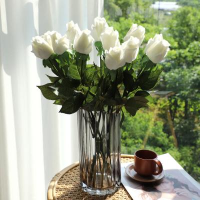 China Real Flowers Rose Bud Real Touch Rose Decorative White Rose Flower For Wedding Decor Artificial Touch Latex JAF-16 Small for sale