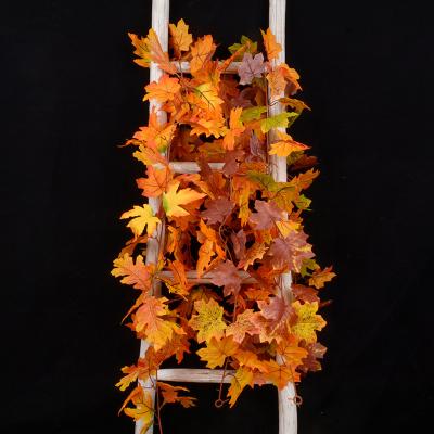 China JEG-077 Halloween Artificial Maple Garland For Christmas Garland Yellow Vine Silk Garlands for sale