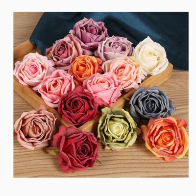 China FH-008 Hot Sale Silk Rose Flower Heads For Decoration Artificial Rose Flower Head Big Flower Silk Head for sale