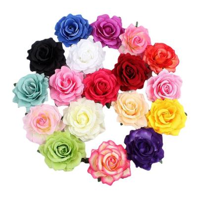 China FH-018 Hot Sale Silk Rose Flower Head For Wedding Artificial Flower Heads Silk Flower Wall Backdrop for sale