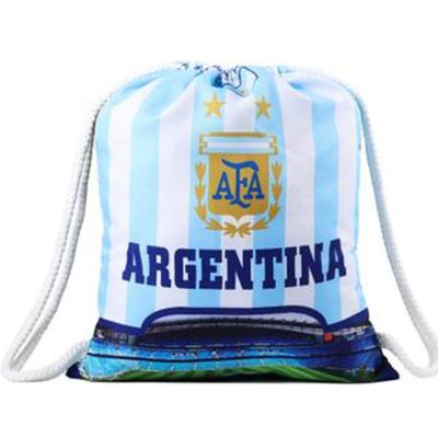 China 2022 Custom DAY BACKPACK Qatar Cup Football Fan Supplies Backpacks Stroll Storage Pockets Sport Soccer Shoes Design Sign Pull String Drawstring Bag for sale