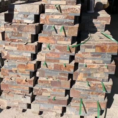 China Traditional Natural Rusty Slate Ledge Stone Stacked Wall Cladding for sale