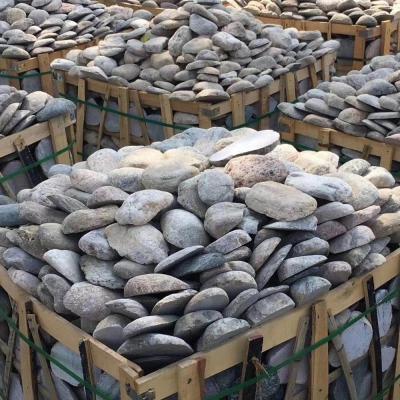 China Modern half cut natural river stone, half flat pebble stone for wall for sale