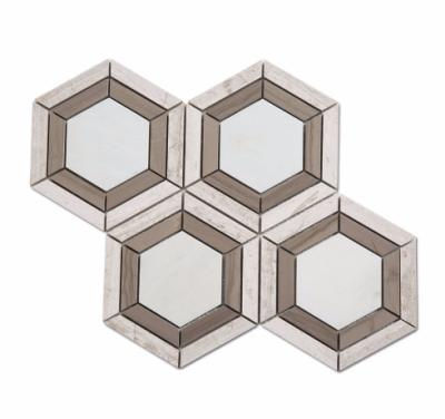 China Modern New Design Hexagon Marble Mosaic Tiles Honey Comb Style for sale