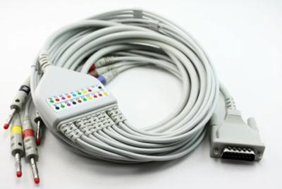 China Besdata ECG / EKG Cable For 3-Lead / 5-Lead Patient Monitor White Gray Color for sale