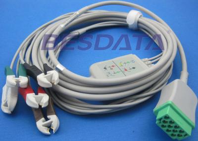 China TP3008 Electrode Lead Wires , ECG Leads And Electrodes Green 11 - Pin Connector for sale