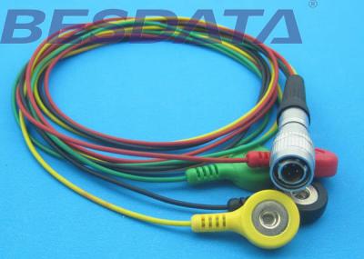 China TPU Material ECG Cables And Leadwires 4 Leads Colorized Cable Snap IEC for sale