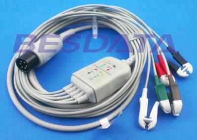 China LL Universal One Piece ECG Cables And Leadwires 5 Lead 6 Pin Generic Clip Electrodes for sale