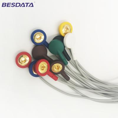 中国 TPU Material ECG EKG Cables shielded Leadwires 4 Leads Colorized Cable Snap IEC Din 1.5mm Plug nihon kohden 販売のため