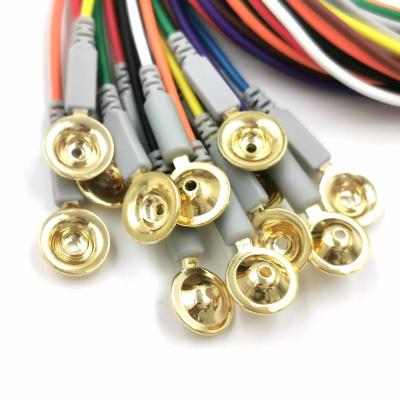 China Gold coated cup electrode leadwire Neurofeedback dry EEG 1.5mm Din sensor Cap zu verkaufen