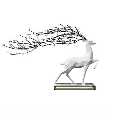 China China Modern Metal Sculpture Stainless Steel Deer Statue Animal Customization for sale