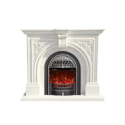 China Exquisite Details Natural marble fireplace French villa living room TV cabinet European carved natural stone decorative cabinet for sale