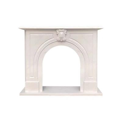 China Exquisite details marble French modern white line American simple stone fireplace living room decorative cabinet customization for sale