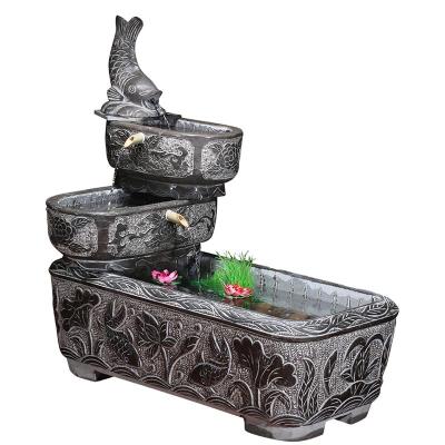 China Exquisite Details Old Stone Bowl Aquarium Stone Carving Landscape Water Yard Fish Pond Marble Sink Indoor And Outdoor Ornaments for sale