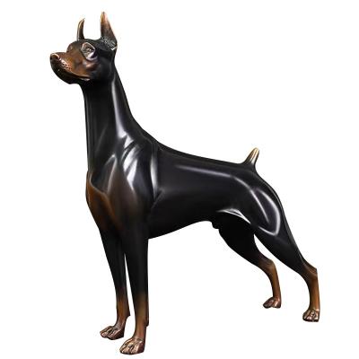 China China Doberman Dog Statue Dog Home Accessories Living Room Brass Crafts for sale